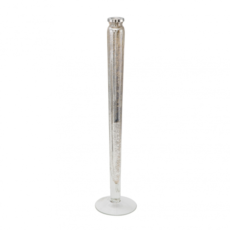 Kerzenhalter Antique Silver Mercury Ribbed Glass Candleholder - Md Dimond Home