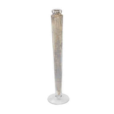 Kerzenhalter Antique Silver Mercury Ribbed Glass Candleholder - Sm
