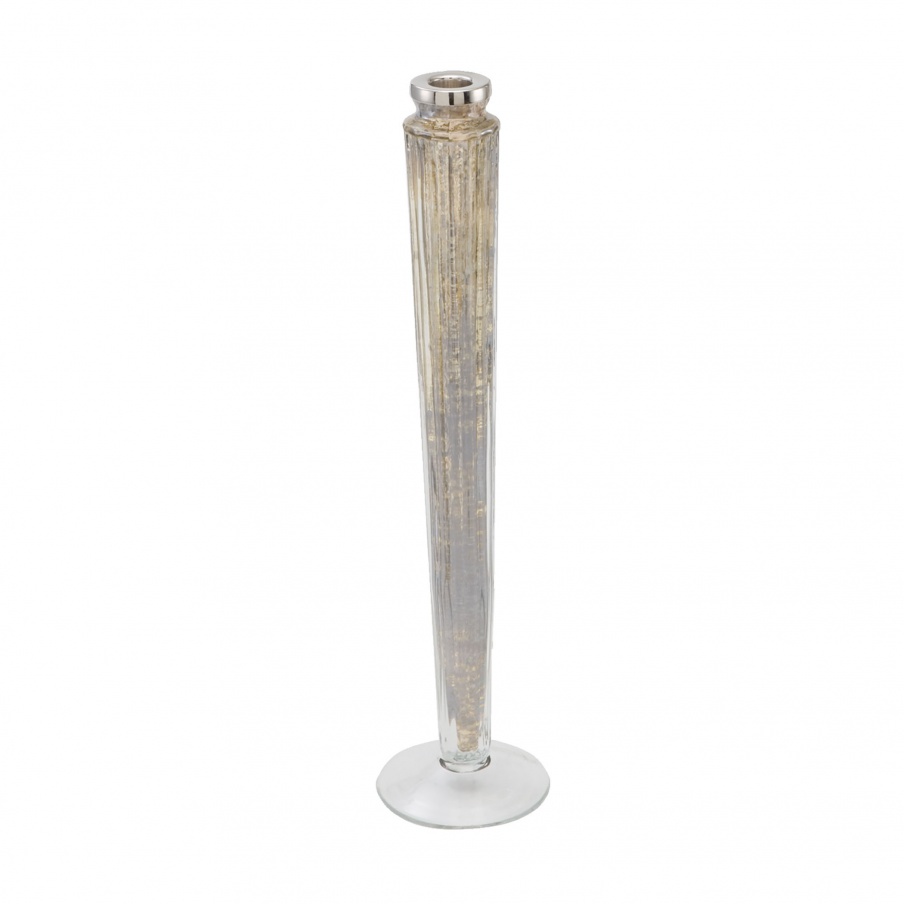 Kerzenhalter Antique Silver Mercury Ribbed Glass Candleholder - Sm Dimond Home