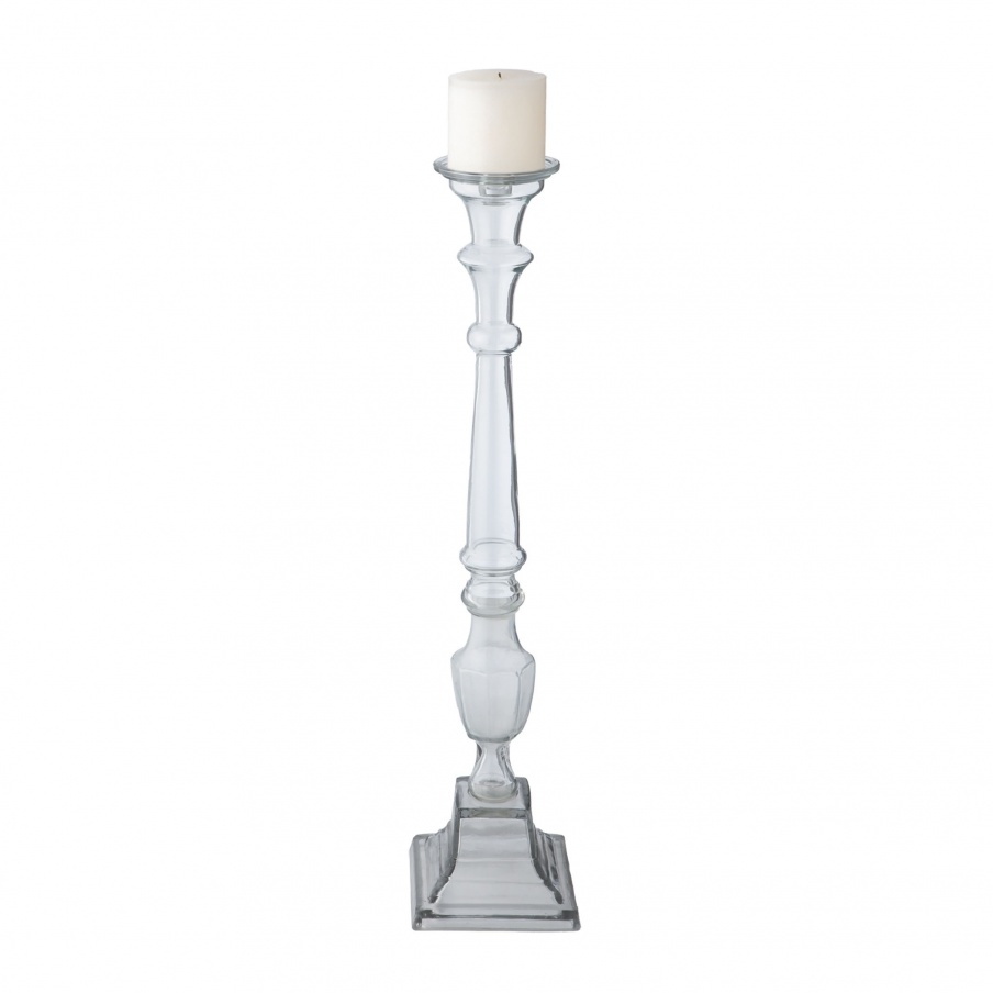 Kerzenhalter Tall Clear Glass Knight Pillar Holder - Sm Dimond Home