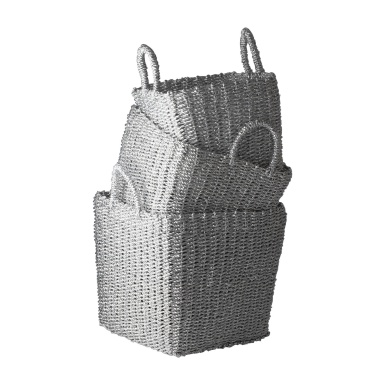 Aufbewahrungsbox Nested Recycled Twisted Silver Foil Baskets - Set Of 3