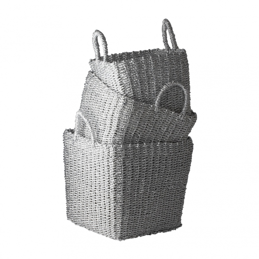 Aufbewahrungsbox Nested Recycled Twisted Silver Foil Baskets - Set Of 3 Dimond Home