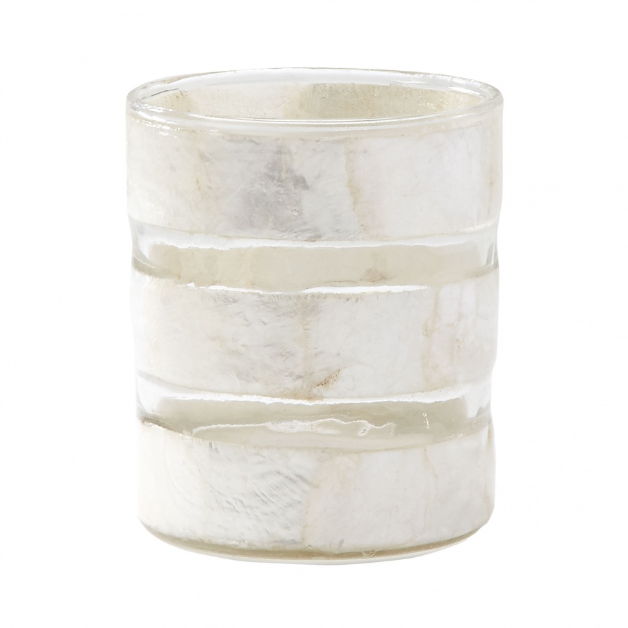 Kerzenhalter White Capiz Gestreifte Votive Dimond Home