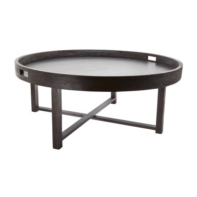 Tisch Round Black Teak Coffee Table Tray