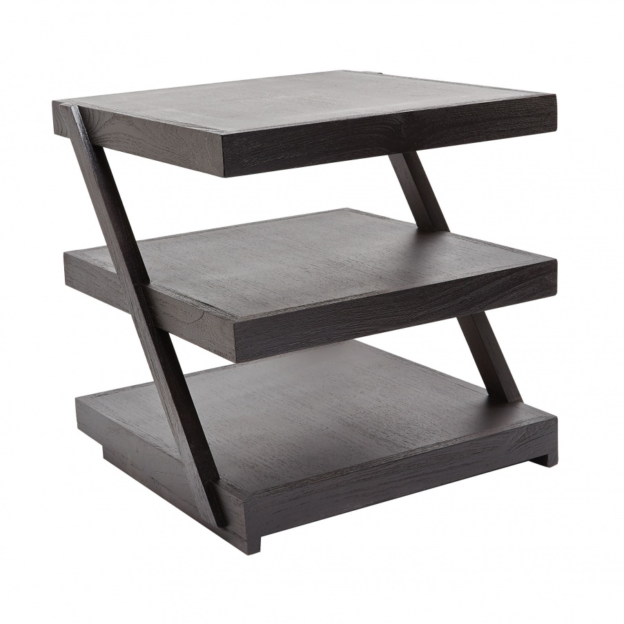Tisch Stacked Black Teak Side Table Dimond Home