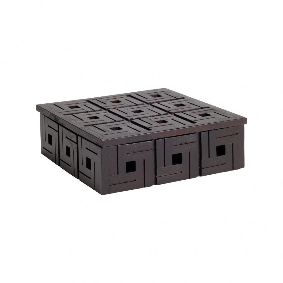 Aufbewahrungsbox Chocolate Teakholz Patterned Box - Sm Dimond Home