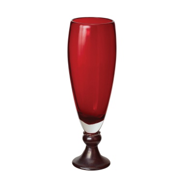 Vase Ruby Pearl Vase With Metallic Foot - Sm
