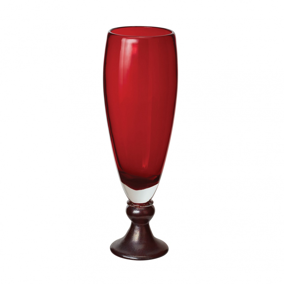 Vase Ruby Pearl Vase With Metallic Foot - Sm Dimond Home