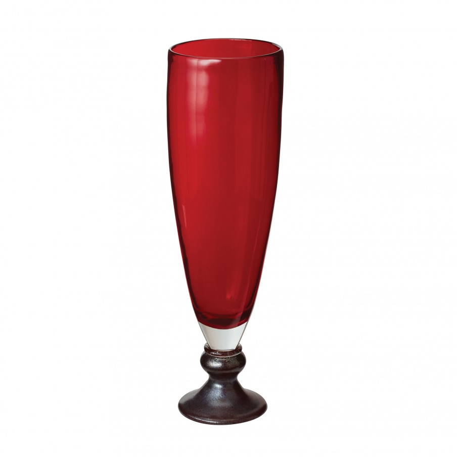 Vase Ruby Pearl Vase With Metallic Foot - Lg Dimond Home
