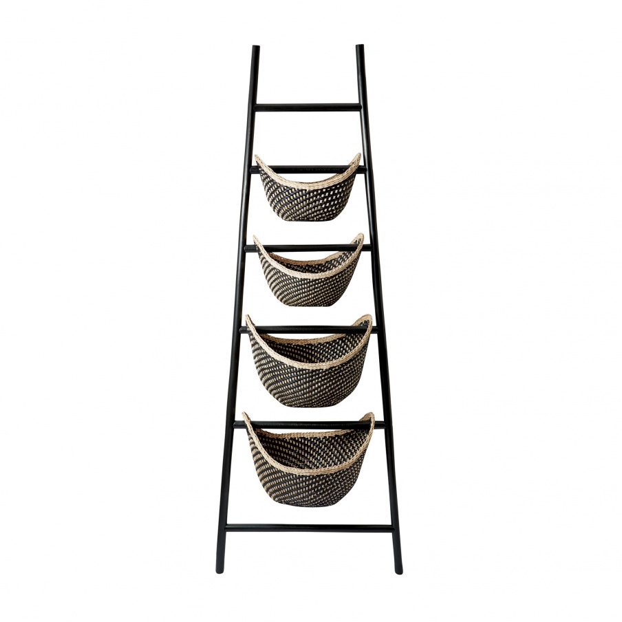 Korb Black Plaid Ladder Basket Dimond Home