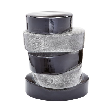 Tisch Stacked Ovals Side Table In Black And Grey