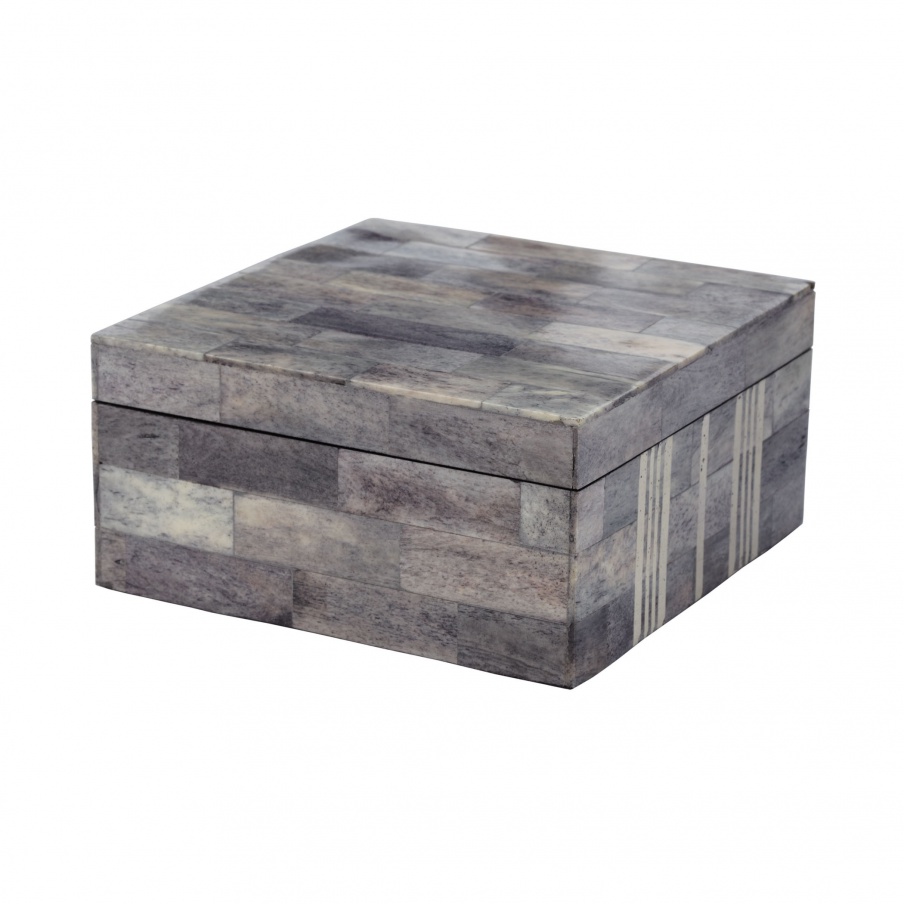 Aufbewahrungsbox Gray And White Bone Boxes - Lg Dimond Home