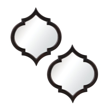 Spiegel Horizonte Mirrors In Black With Hand Rubbed Silver Edging - Set of 2