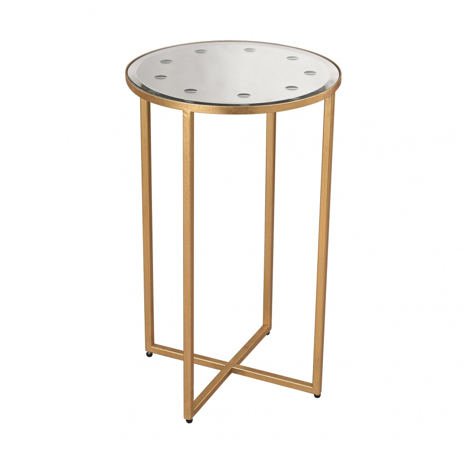 Tisch Cross Base Mirror Top Side Table Dimond Home