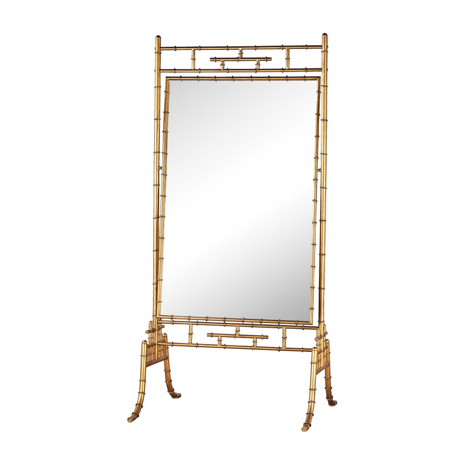 Spiegel Brunei Antique Gold 70-Inch Metal and Glass Standing Mirror Dimond Home