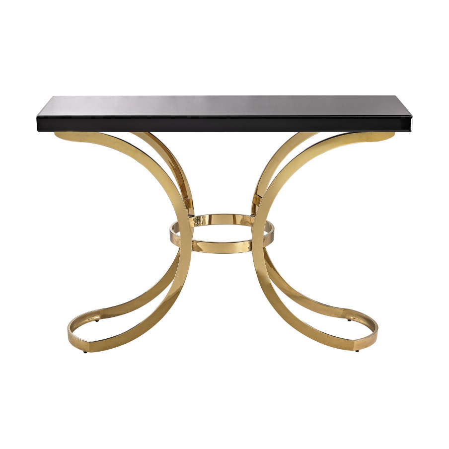 Tisch Beacon Towers Console Table In Gold Plate And Black Glass Dimond Home