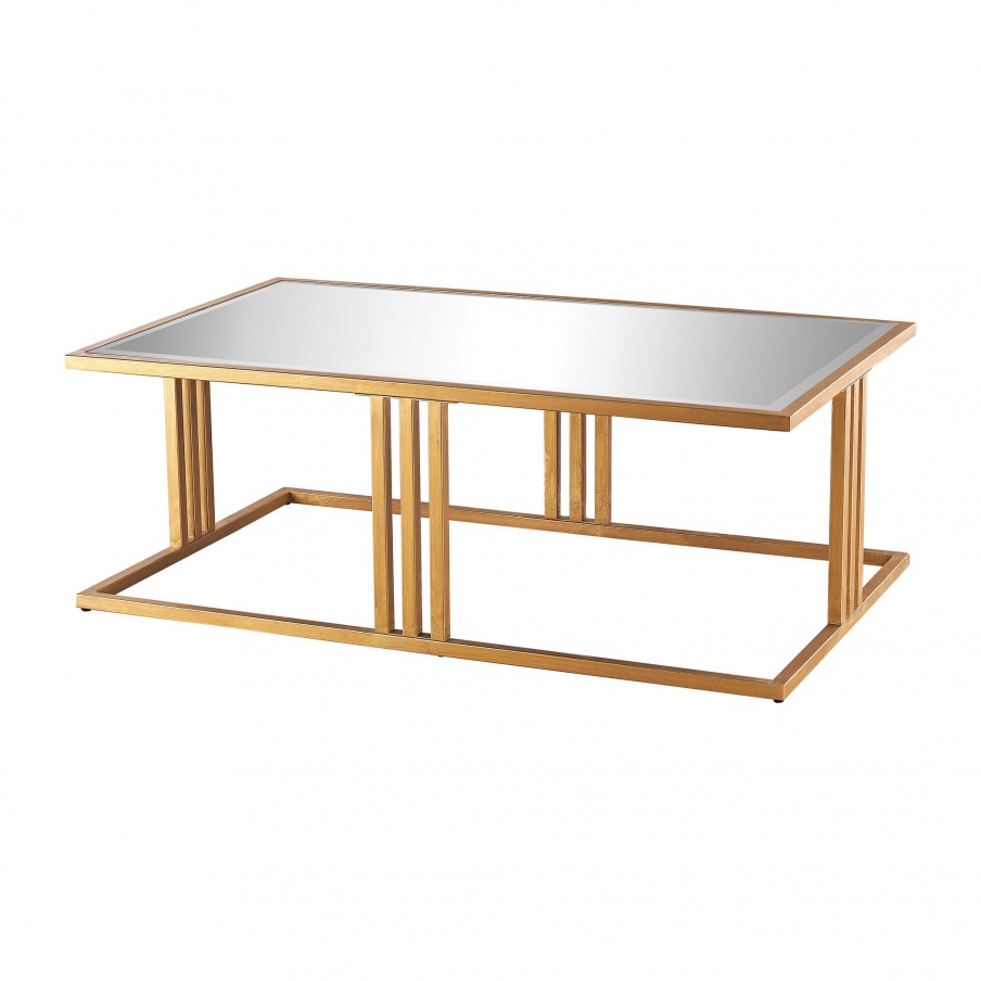Tisch Andy Coffee Table In Gold Leaf And Clear Mirror Dimond Home
