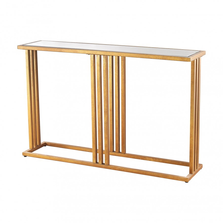 Tisch Andy Console In Gold Leaf And Clear Mirror Dimond Home