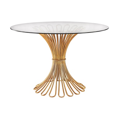 Tisch Flaired Rope Entry Table In Gold Leaf And Clear Glass