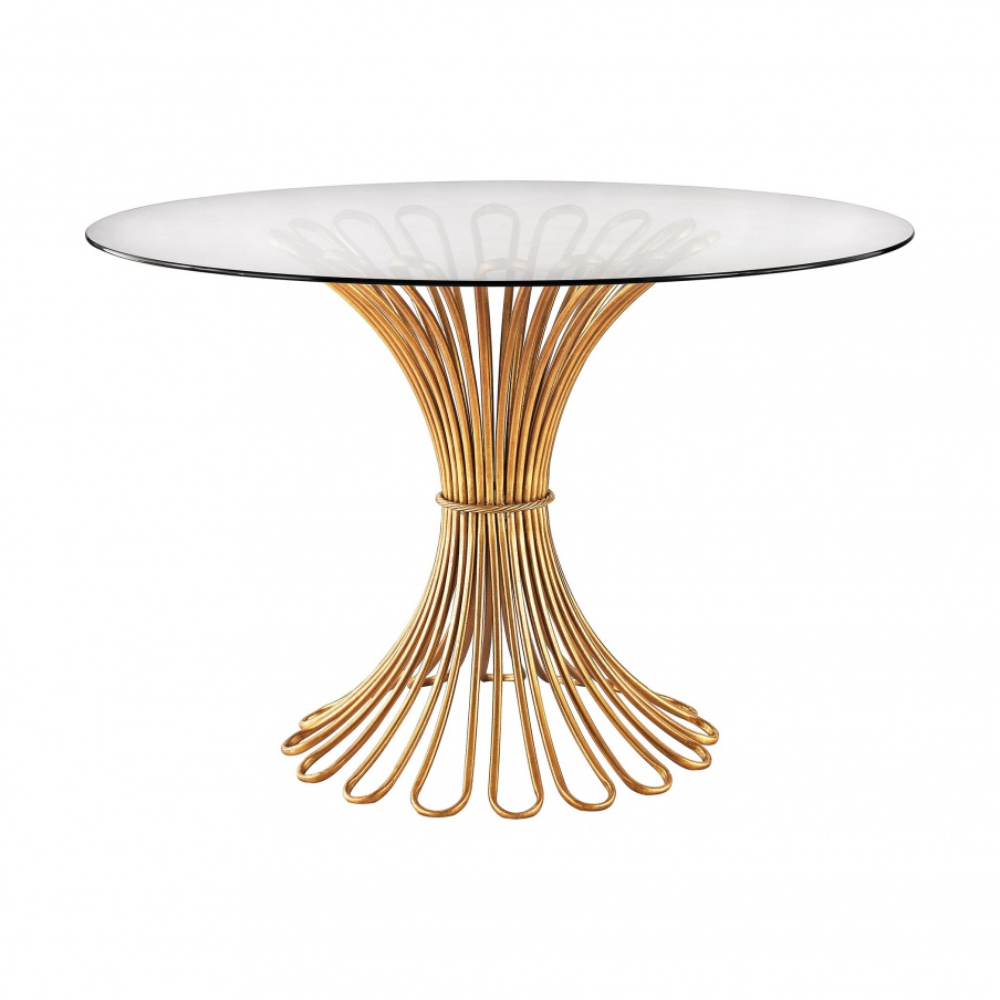 Tisch Flaired Rope Entry Table In Gold Leaf And Clear Glass Dimond Home