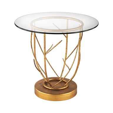 Tisch Thicket Side Table In Gold Leaf And Clear Glass