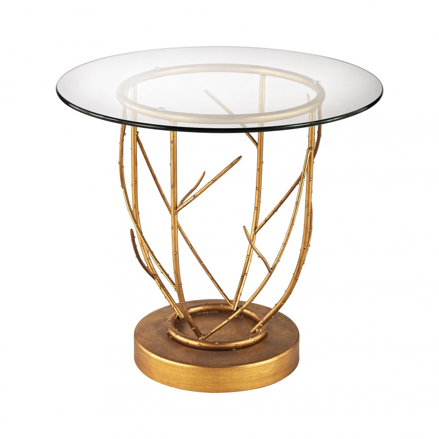Tisch Thicket Side Table In Gold Leaf And Clear Glass Dimond Home