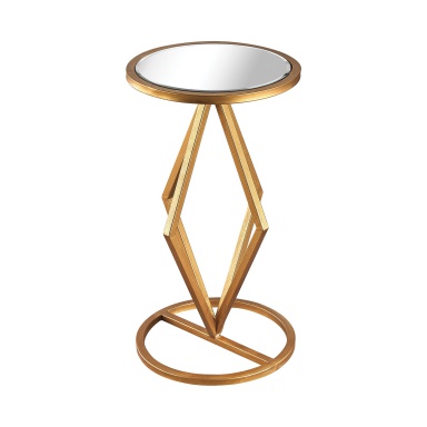 Tisch Vanguard Side Table In Gold Leaf And Clear Mirror