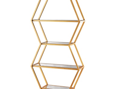 Das Regal Vanguard Book Shelf In Gold Leaf And Clear Mirror Dimond Home