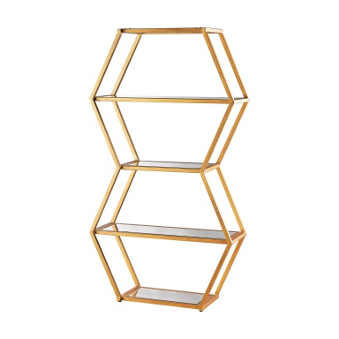 Rack Vanguard Book Shelf In Gold Leaf And Clear Mirror