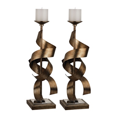 Kerzenhalter Set Of 2 Metal Sculpture Candle Holders