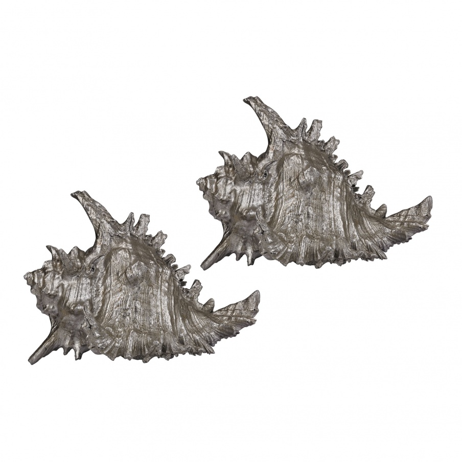 Zubehör Set Of 2 Silver Leaf Pustel Shells Dimond Home