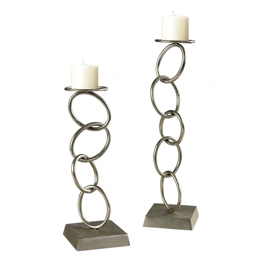 Kerzenhalter Set Of 2 Silver Leaf Chain Candle Holders Dimond Home