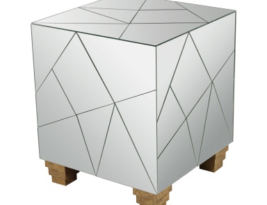 Hocker Mirrored Mosaic Cube Foot Stool Dimond Home (Hocker)