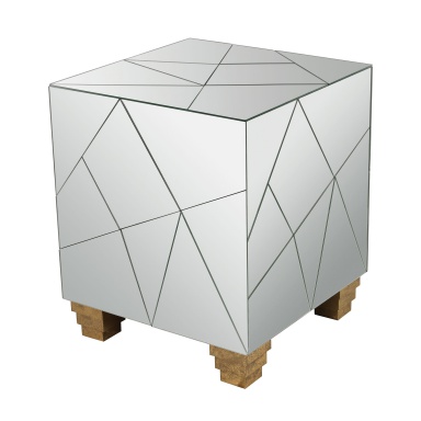 Hocker Mirrored Mosaic Cube Foot Stool