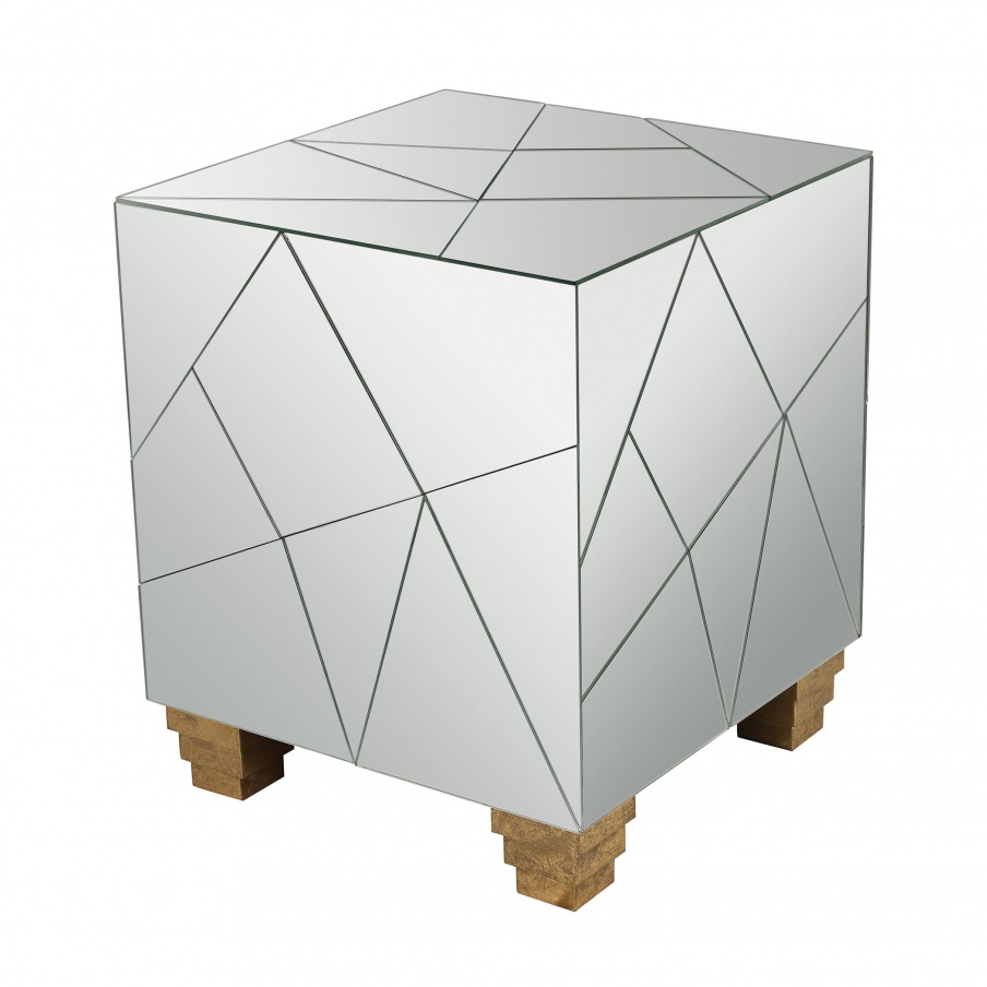 Hocker Mirrored Mosaic Cube Foot Stool Dimond Home