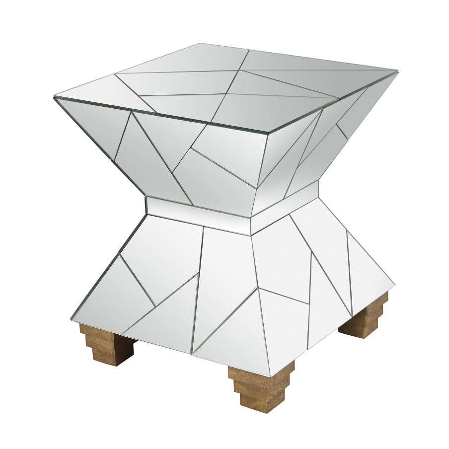 Hocker Mirrored Mosaic Hourglass Foot Stool Dimond Home