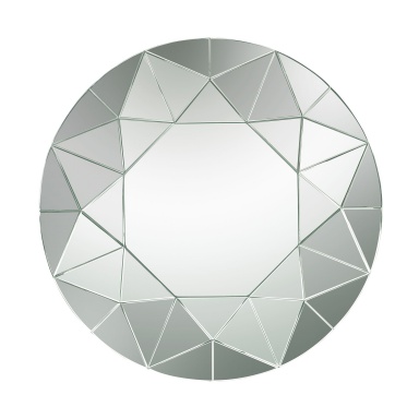 Wand-Circular Geometric Mosaic Mirror