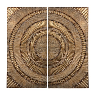 Wand-Dekor Set Of 2 Abstract Metal Wall Panels