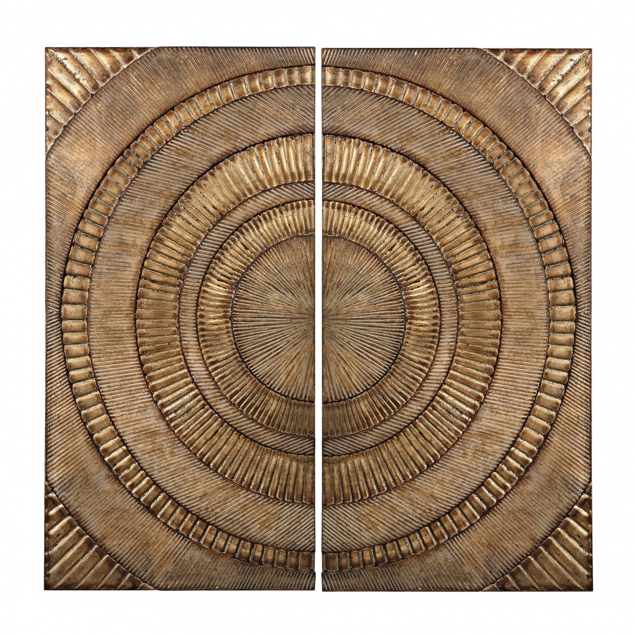Wand-Dekor Set Of 2 Abstract Metal Wall Panels Dimond Home