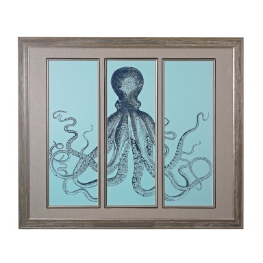 Wand-Dekor-Octopus Triptych - Fine Art Giclee Under Glass