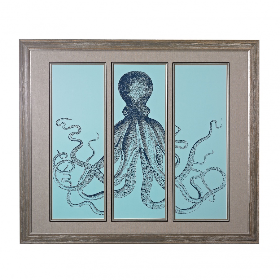 Wand-Dekor-Octopus Triptych - Fine Art Giclee Under Glass Dimond Home