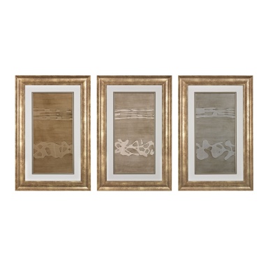 Muster Metal Alloy In Champagne And Silver Pearl - Fine Art Giclee Under Glass With Textured Acrylic Paint