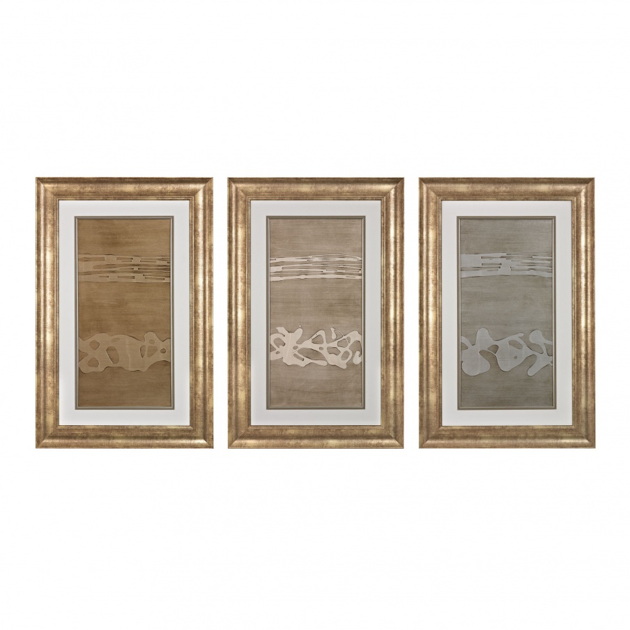 Muster Metal Alloy In Champagne And Silver Pearl - Fine Art Giclee Under Glass With Textured Acrylic Paint Dimond Home