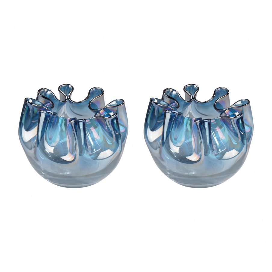 Vase Navy Blue Splash Glass Vase Dimond Home