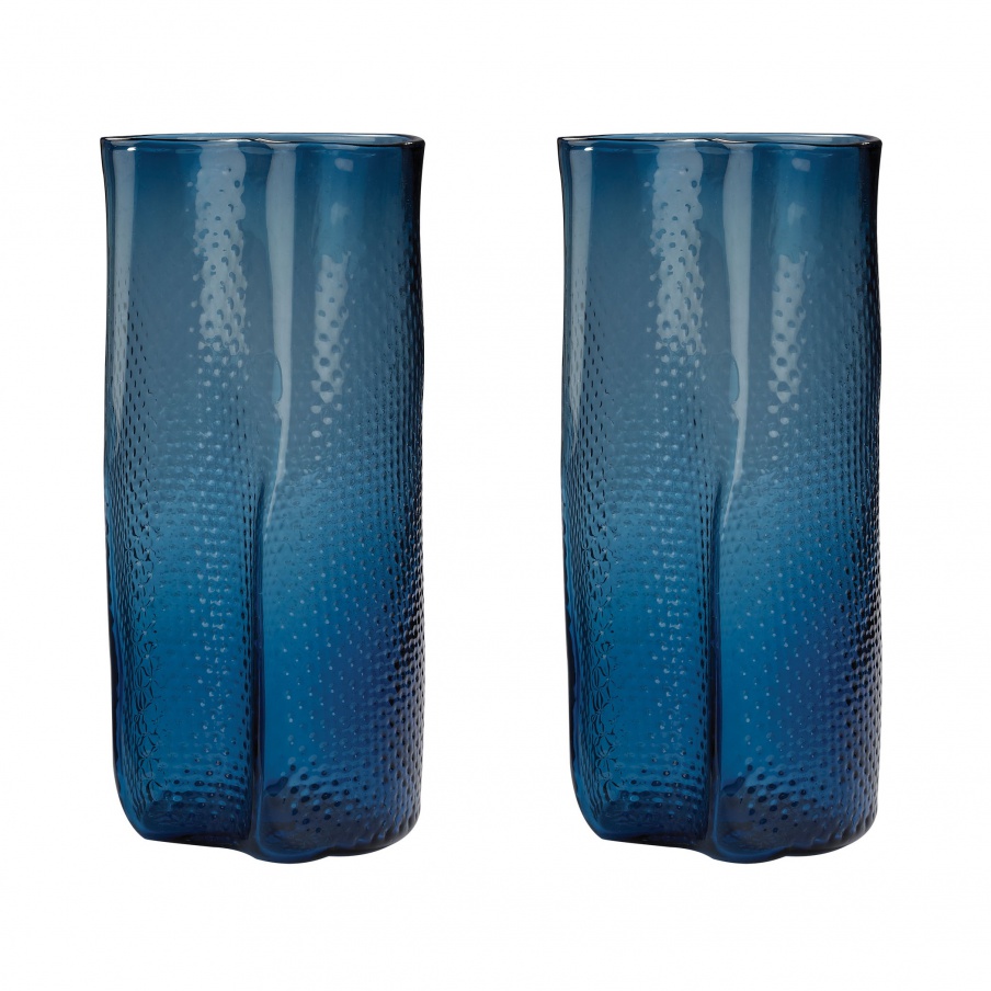 Vase Navy Blue Etched Glass Vase Dimond Home