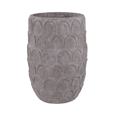 Vase Large Aged Powdered Lotus Petal-Carved Pot