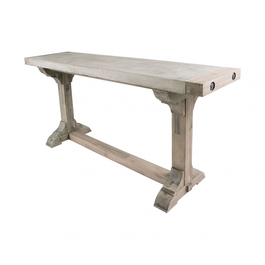 Tisch Pirate Concrete and Wood Dining Table with Waxed Atlantic Finish Dimond Home