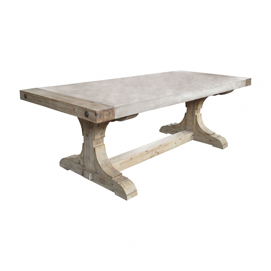 Tisch Pirate Concrete and Wood Console Table with Waxed Atlantic Finish Dimond Home
