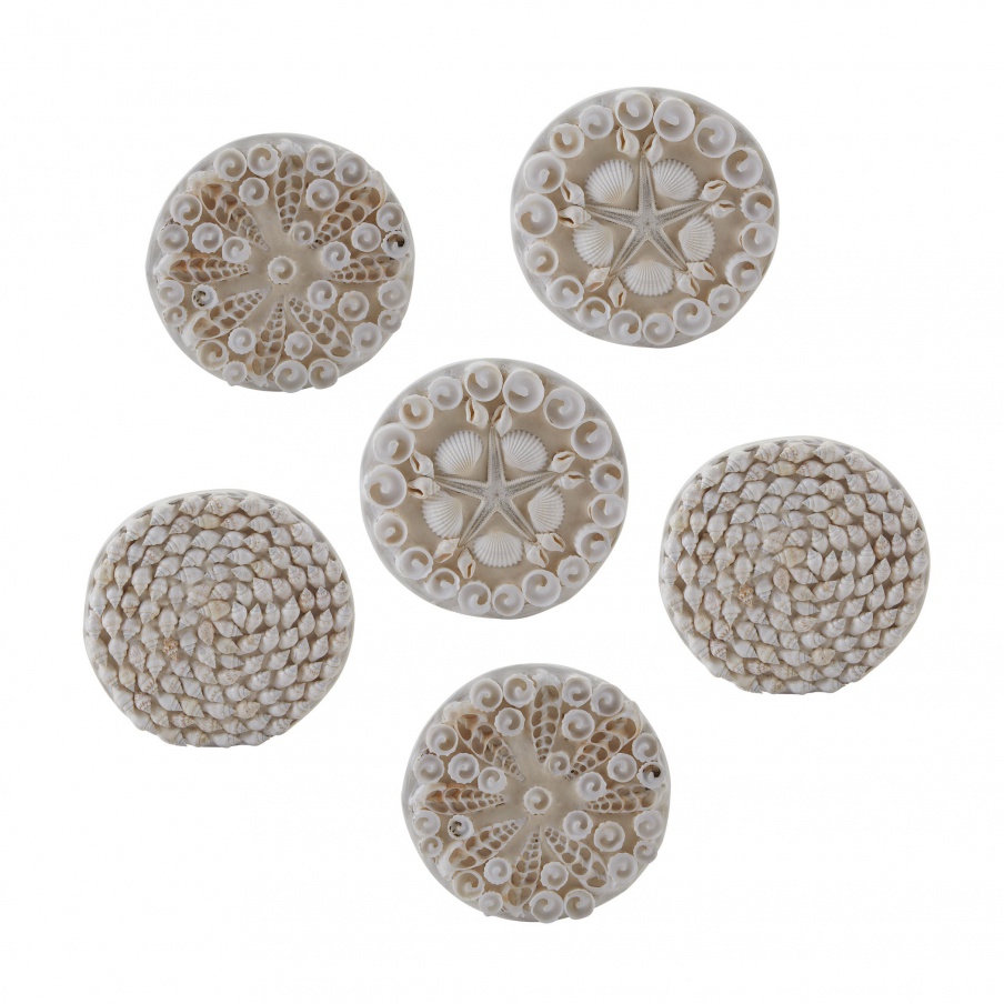 Zubehör Set of 6 Shell Coasters Dimond Home