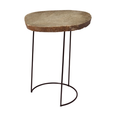 Tisch Tall Stone Slab & Wire Frame Table
